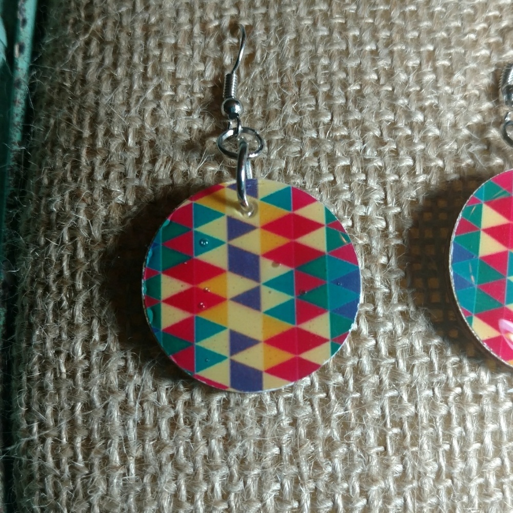 Geometric Earrings- Handmade - Picture 2 of 4